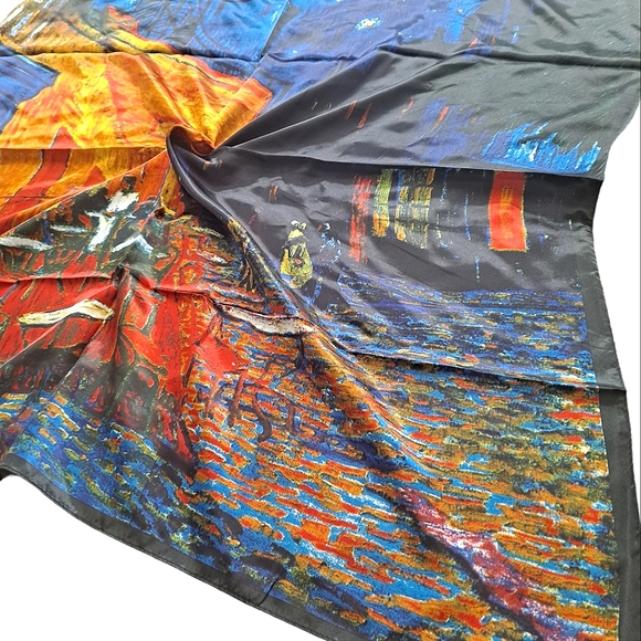 💖 2/$30 Square Satin abstract art oil painting Hair neck or purse Scarf New - Picture 6 of 16